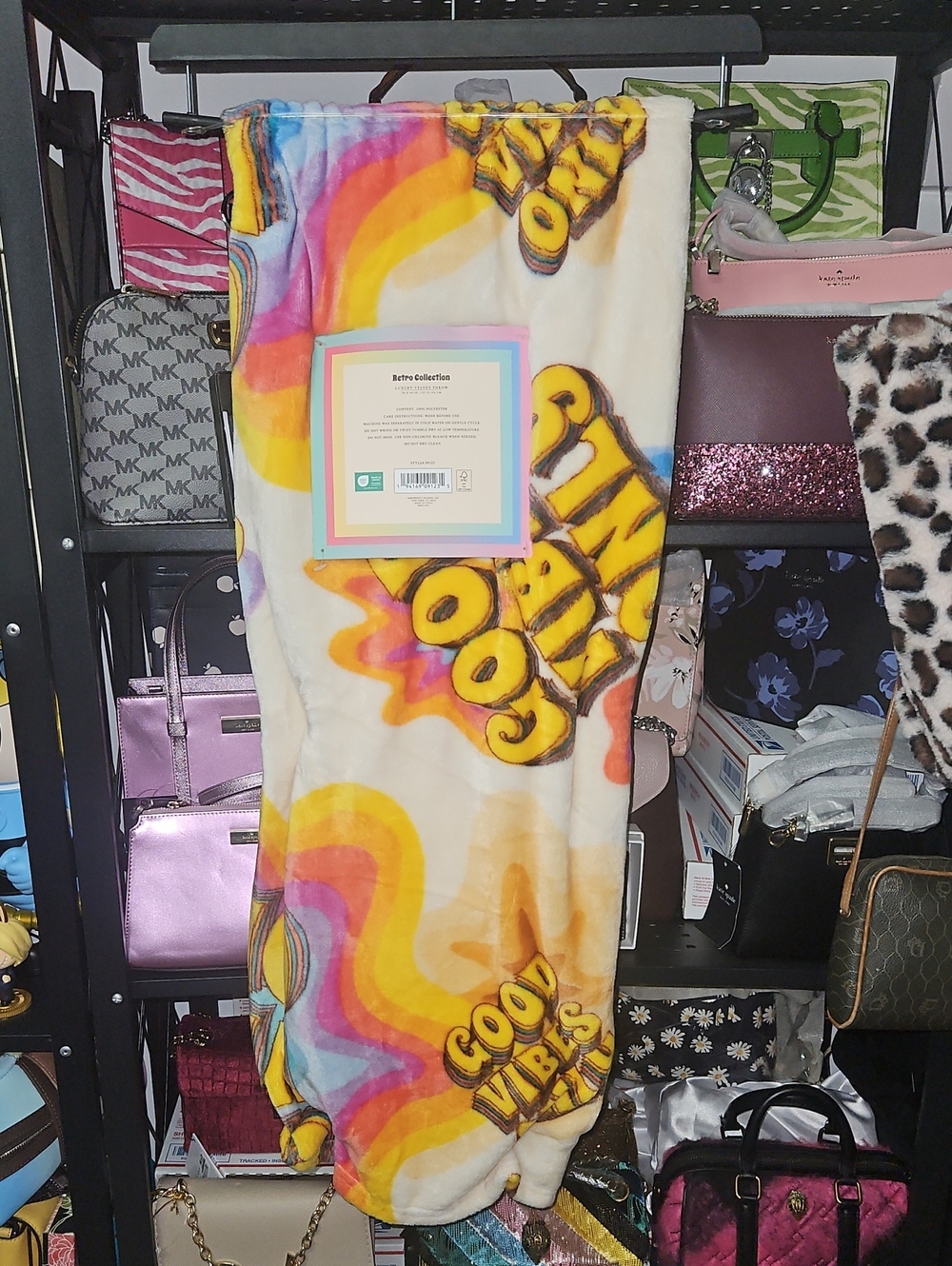 Retro 'Good Vibes' Throw Blanket